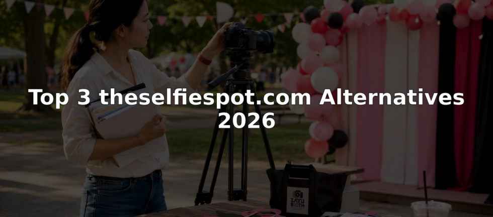 Event organizer setting up photo booth equipment