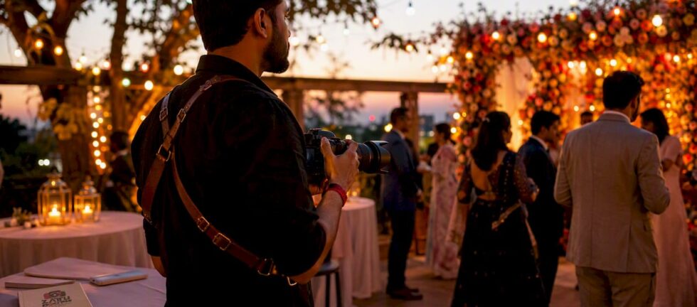 Professional photographer capturing celebration moment