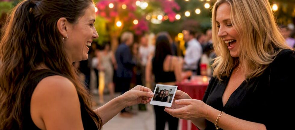 Hands exchanging instant photo keepsake