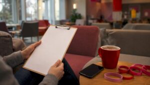 Event planning checklist with calendar and wristbands